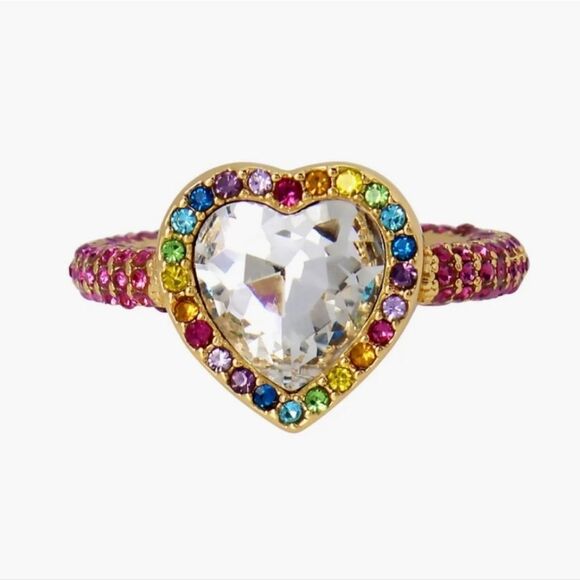 NEW Kurt Geiger Heart Crystal Ring Sz 7 - Picture 1 of 4